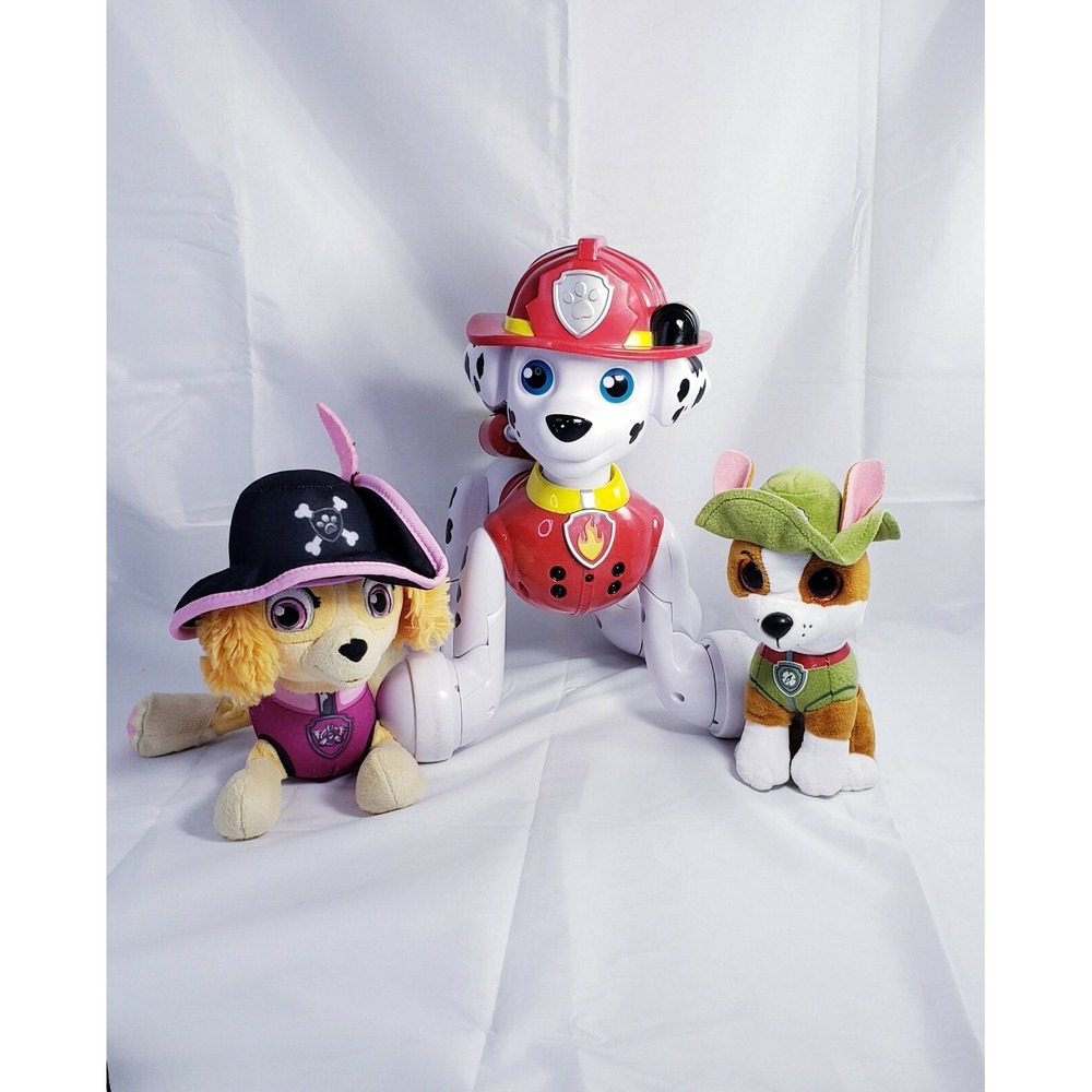 Paw Patrol Marshall Zoomer TY Lot Tracker Skye Plush Toys Sounds Interactive